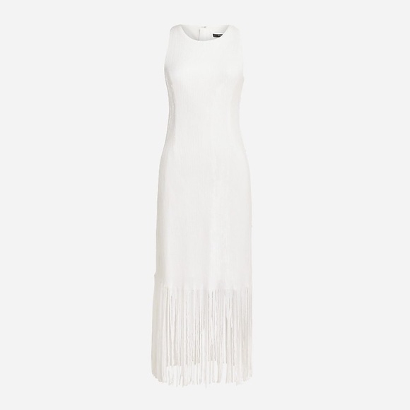 J Crew Collection fringe-trim sheath dress in sequin BR505